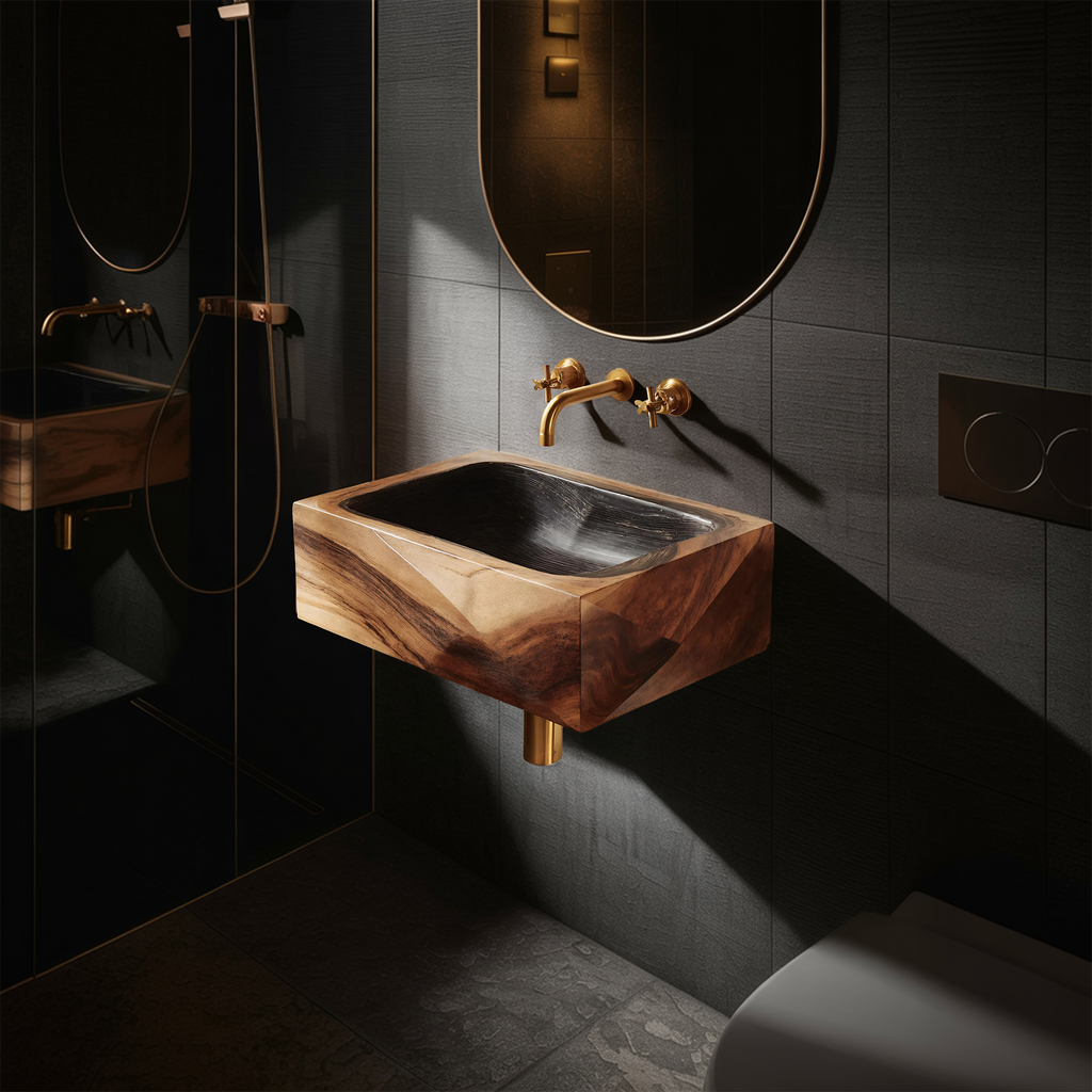 Handcrafted Wall Mounted Wooden Bathroom Sink For Bathroom Decor