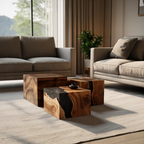 Farmhouse Wooden Cube Coffee Table For Rustic Home Decor