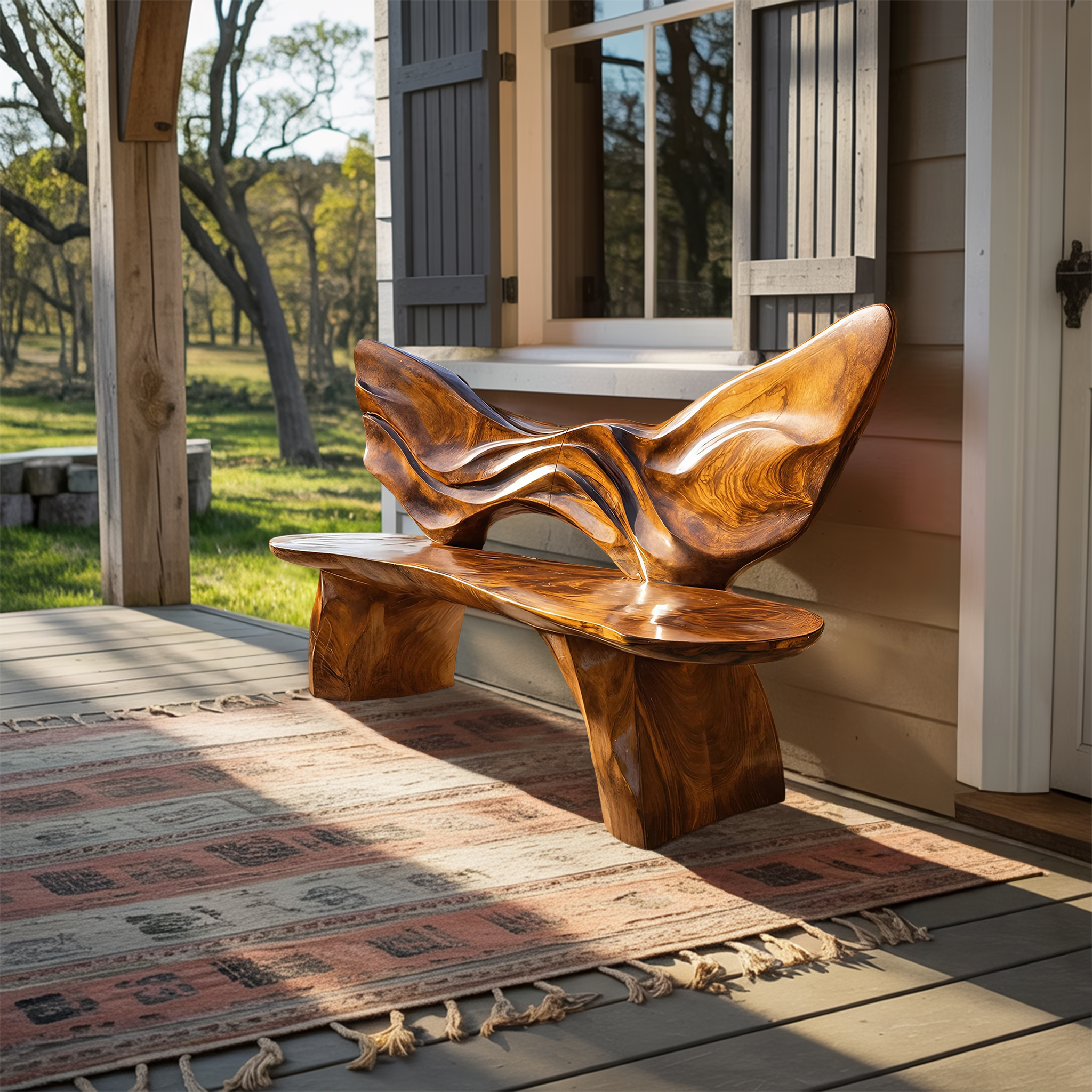 Live Edge Solid Wood Entryway Bench For Home Seating
