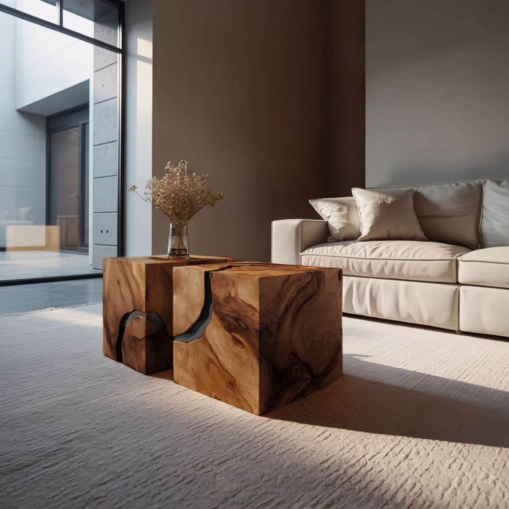 Farmhouse Wooden Square Coffee Table For Cozy Interiors
