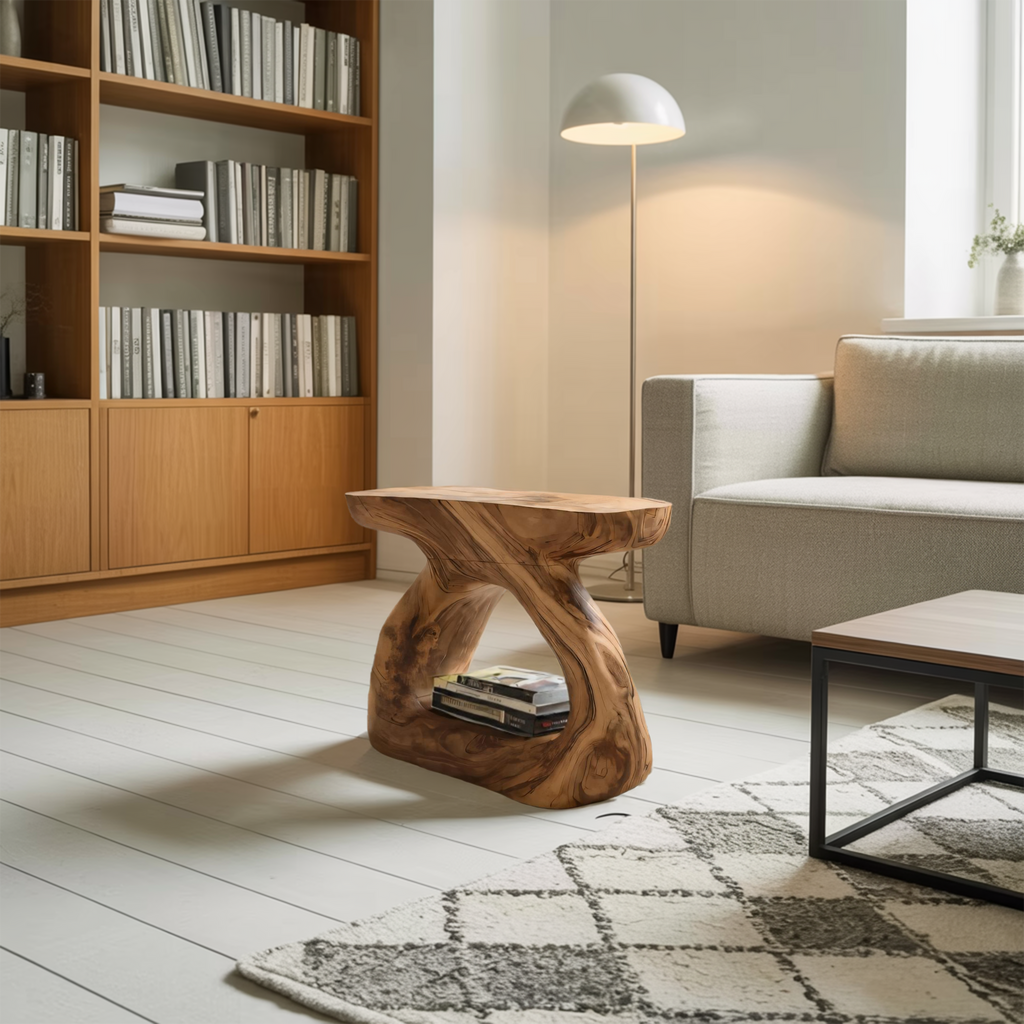 Minimalist Side Table With Storage Shelf For Living Room Decor