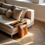 Rustic Wooden Armrest For Warm Living Room Design