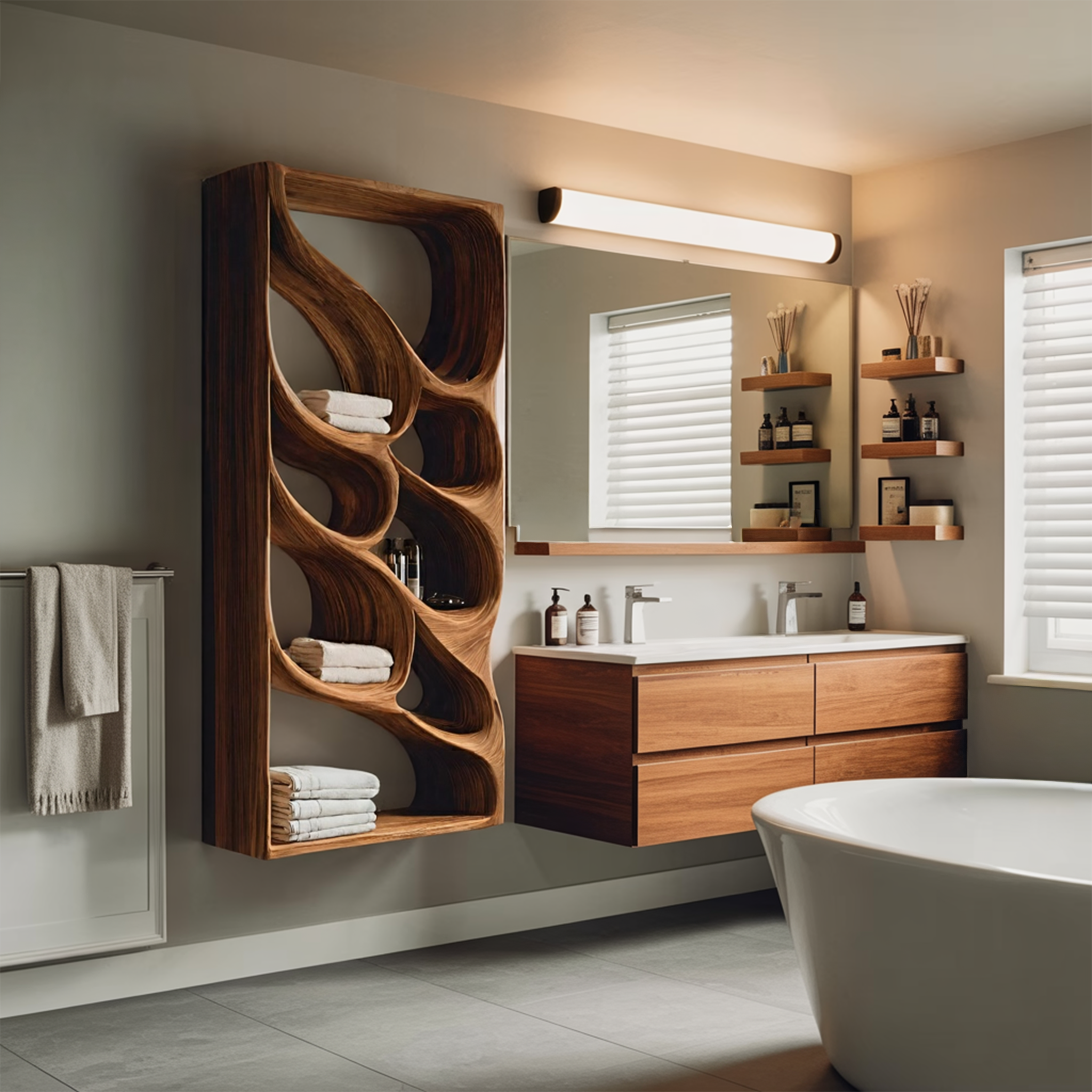 Organic Sculptural Wall Bathroom Shelf For Modern Bathroom