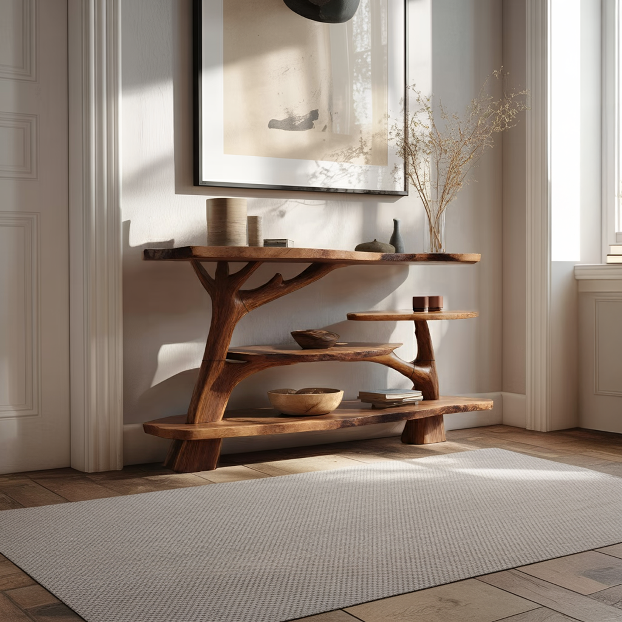 Farmhouse Solid Wood Console Table For Entryway Furniture Decor
