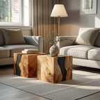 Handcrafted Solid Wood Cube Table For Natural Decor Home