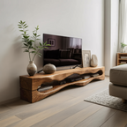 Contemporary Sculptural TV Stand Wavy Carved For Living Room