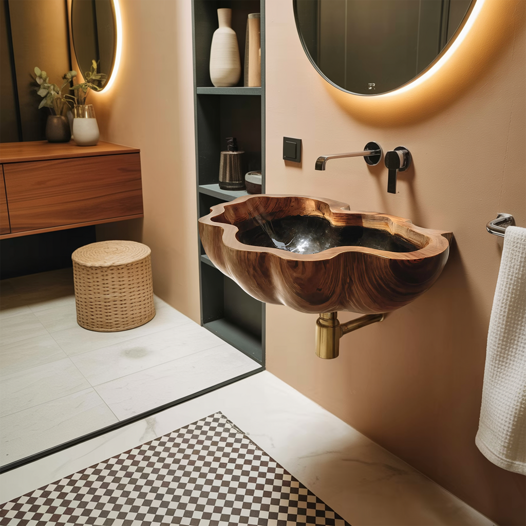 Mid Century Wooden Vanity Sink For Bathroom Furniture Decor
