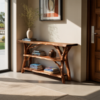 Farmhouse Wooden Live Edge Console Table For Rustic Living Room Decor