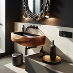 Mid Century Wall Mounted Wooden Bathroom Sink For Modern Bathroom Decor