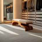 Modern Sculptural Wooden Bench For Bedroom Decor