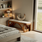 Modern Sculpted Wood Bench For Bedroom Interior Styling
