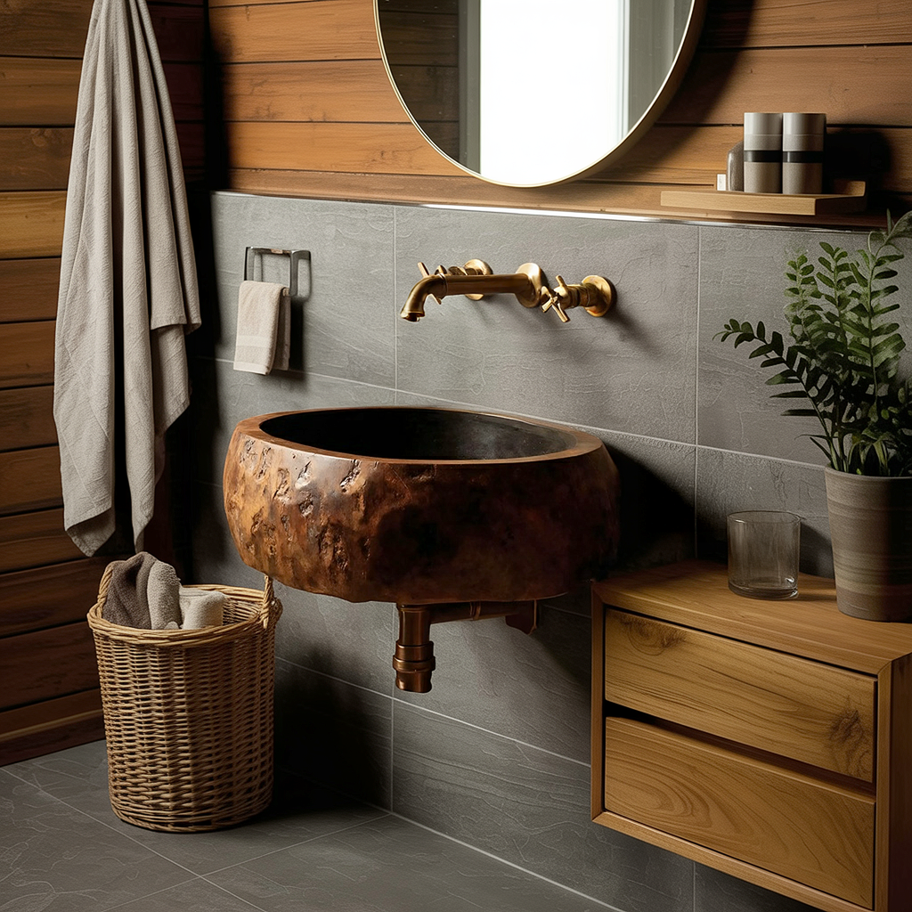 Handcrafted Solid Wood Vanity Sink For Bathroom Furniture Style Decor