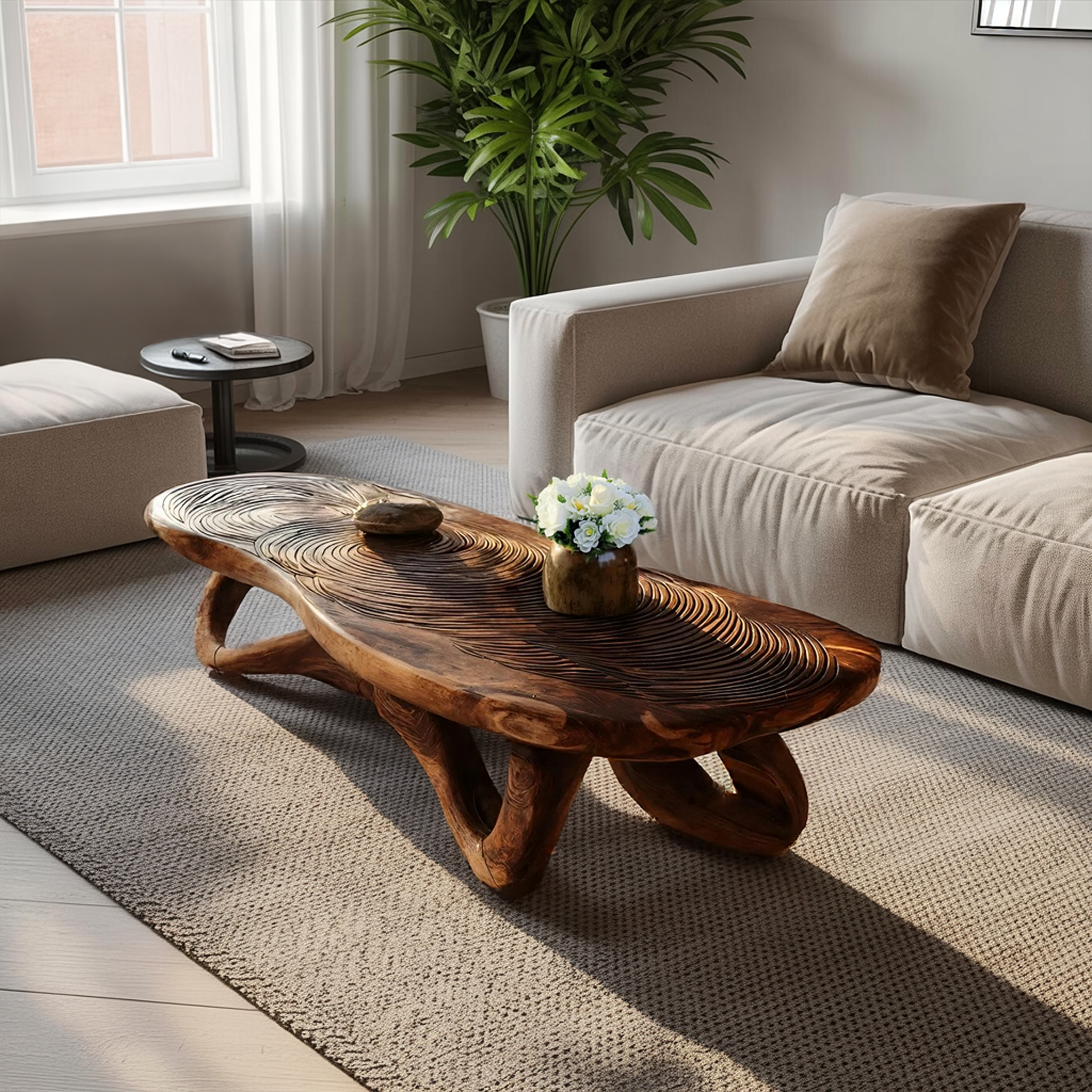 Modern Solid Wood Live Edge Coffee Table For Living Room