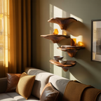 Handcrafted Wooden Live Edge Mushroom Shelf For Furniture Decor