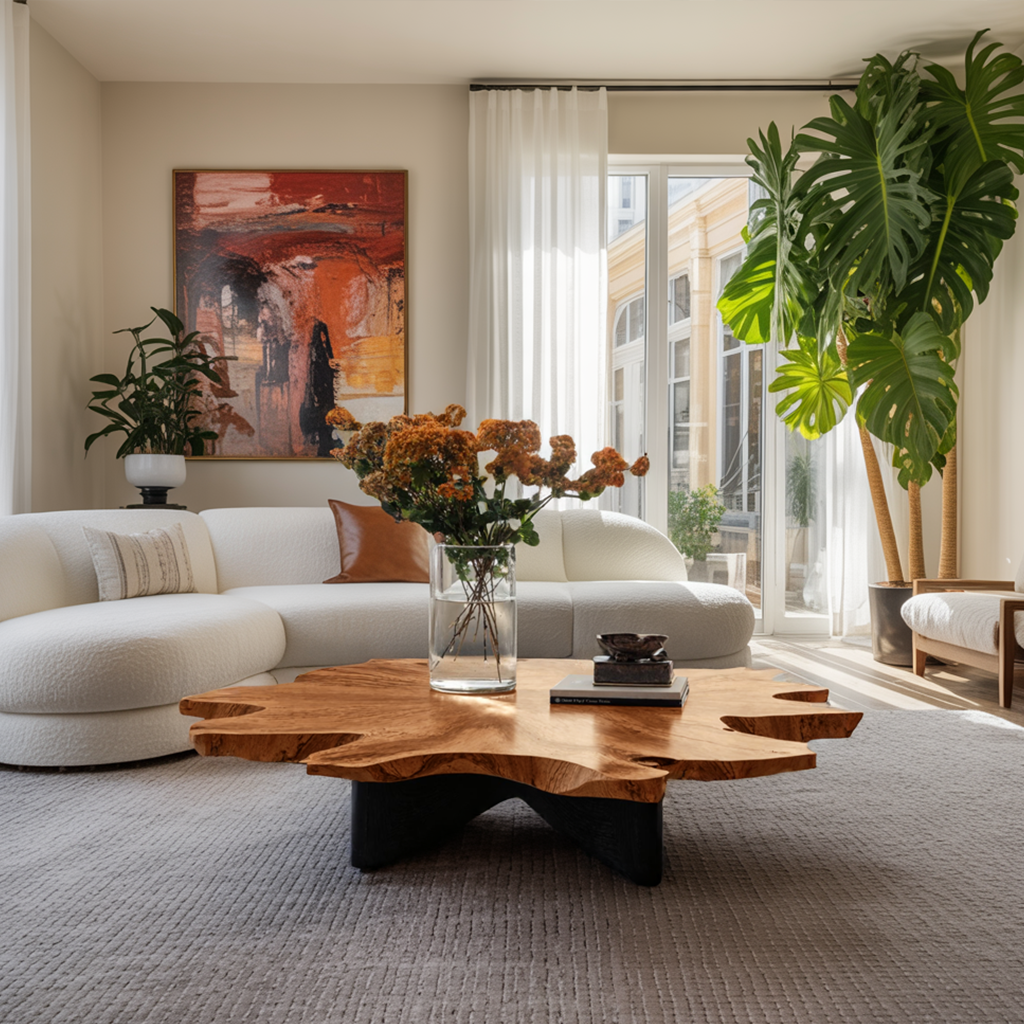 Farmhouse Solid Wood Table For Cozy Living Room