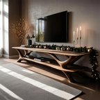 Farmhouse Wooden Live Edge TV Console For Holiday Living Room Gift