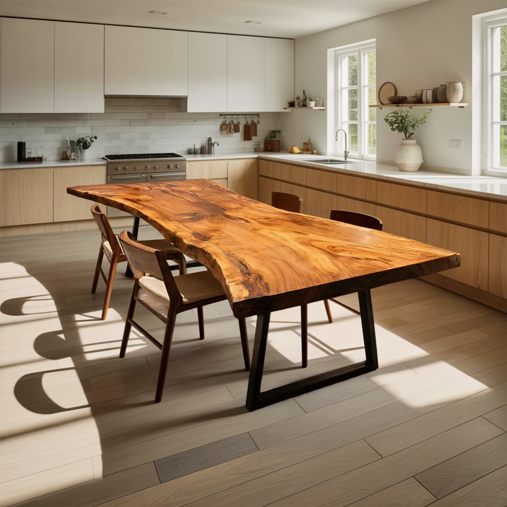 Furniture Decor Farmhouse Live Edge Dining Table Warm