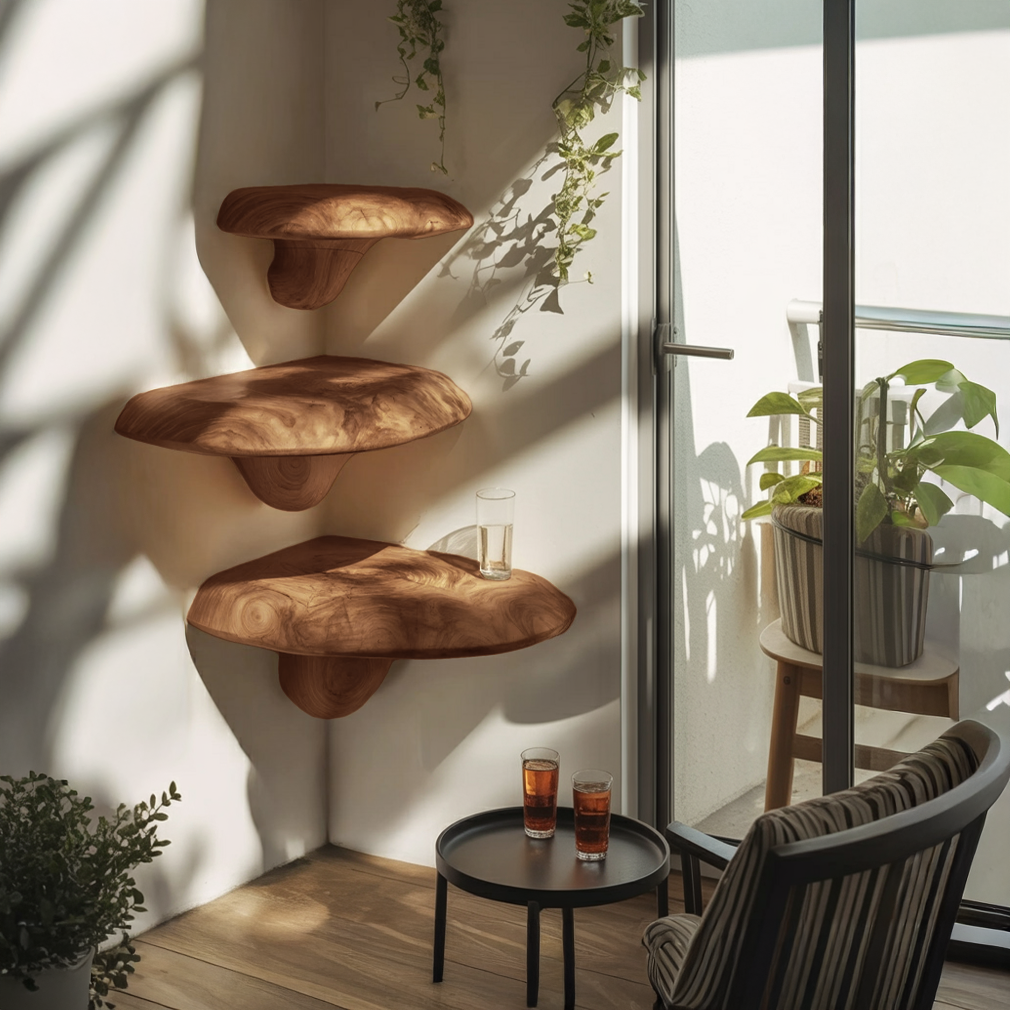 Farmhouse Solid Wood Mushroom Shelf For Bedroom Decor And Furniture Design