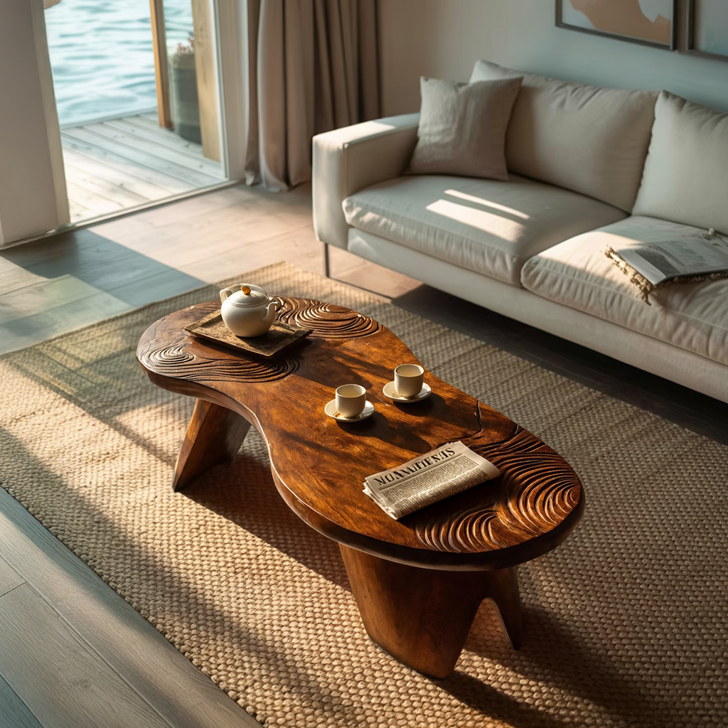 Farmhouse Irregular Abstract Coffee Table For Living Room