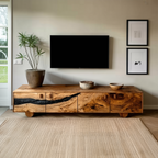Farmhouse Live Edge TV Cabinet For Rustic Bedroom Decor