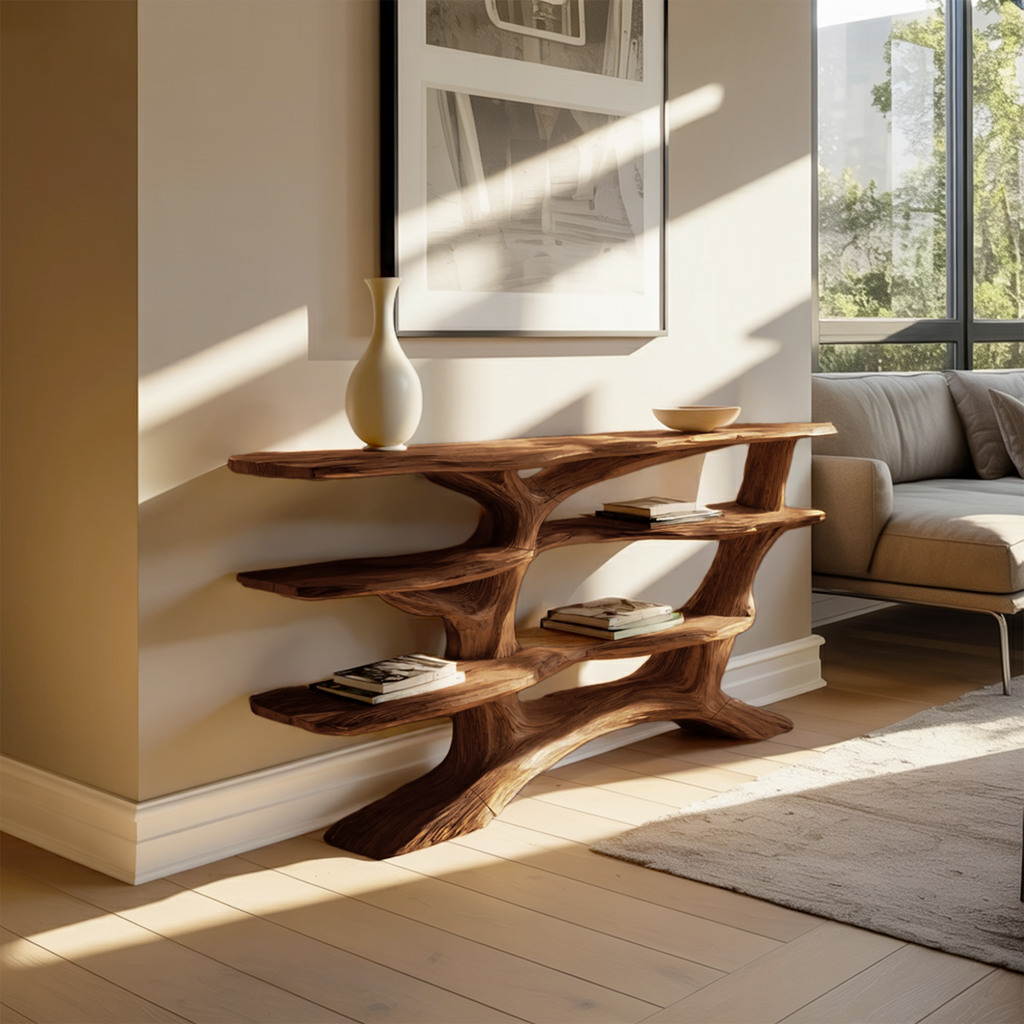 Farmhouse Wooden Live Edge Console Table For Farmhouse Furniture Decor