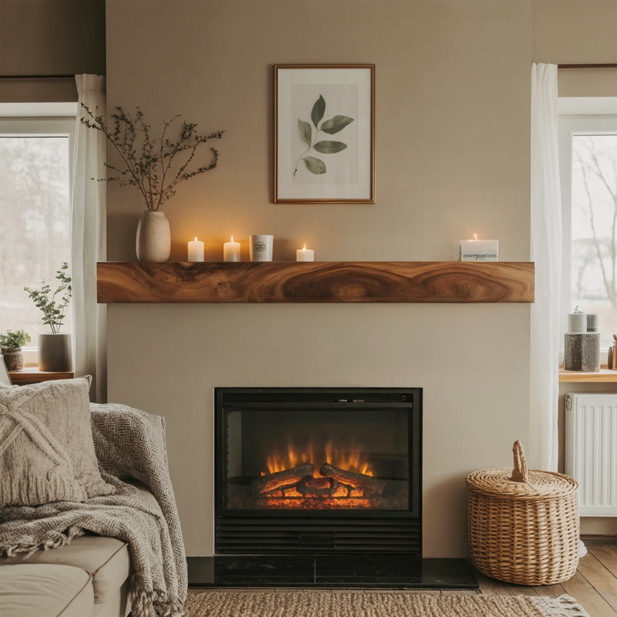 Rustic Floating Mantel Shelf For Fireplace Living Room Wall