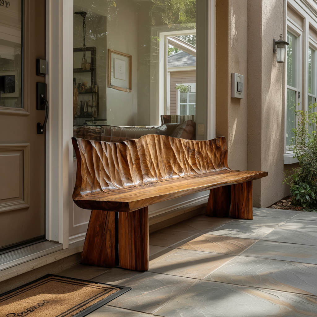 Natural Solid Wood Bench For Entryway And Living Space