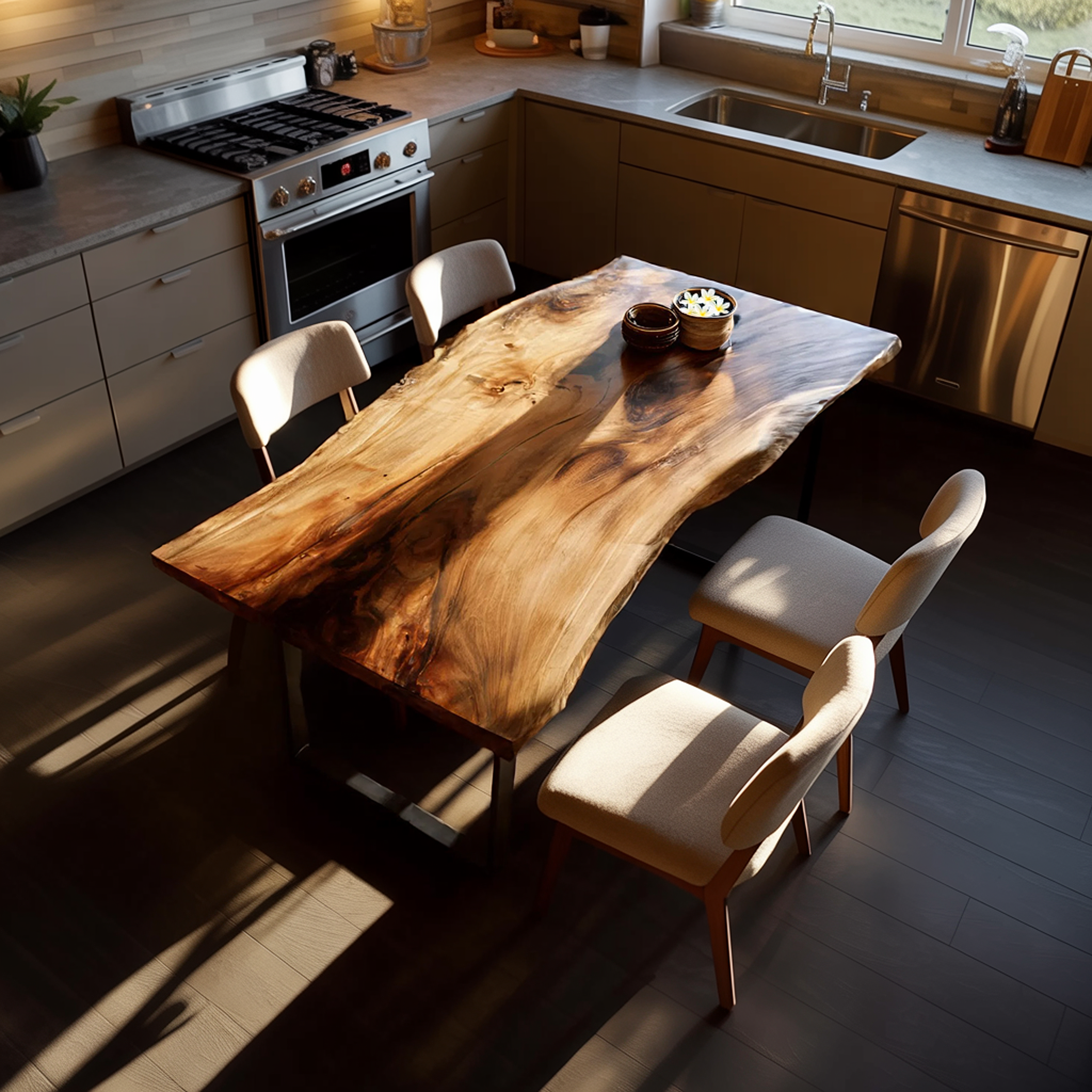 Dining Room Modern Wooden Live Edge Dining Table Natural