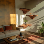 Modern Handcrafted Wooden Live Edge Mushroom Shelf For Furniture Decor