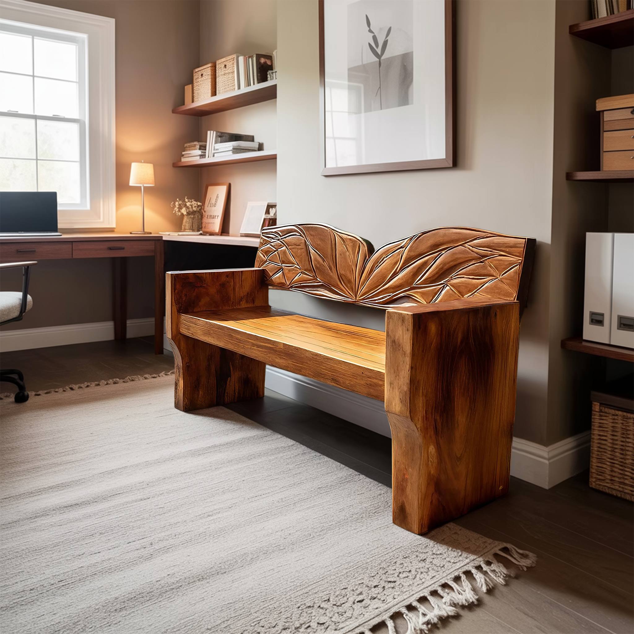Solid Wood Entryway Bench For Natural Style Home Decor