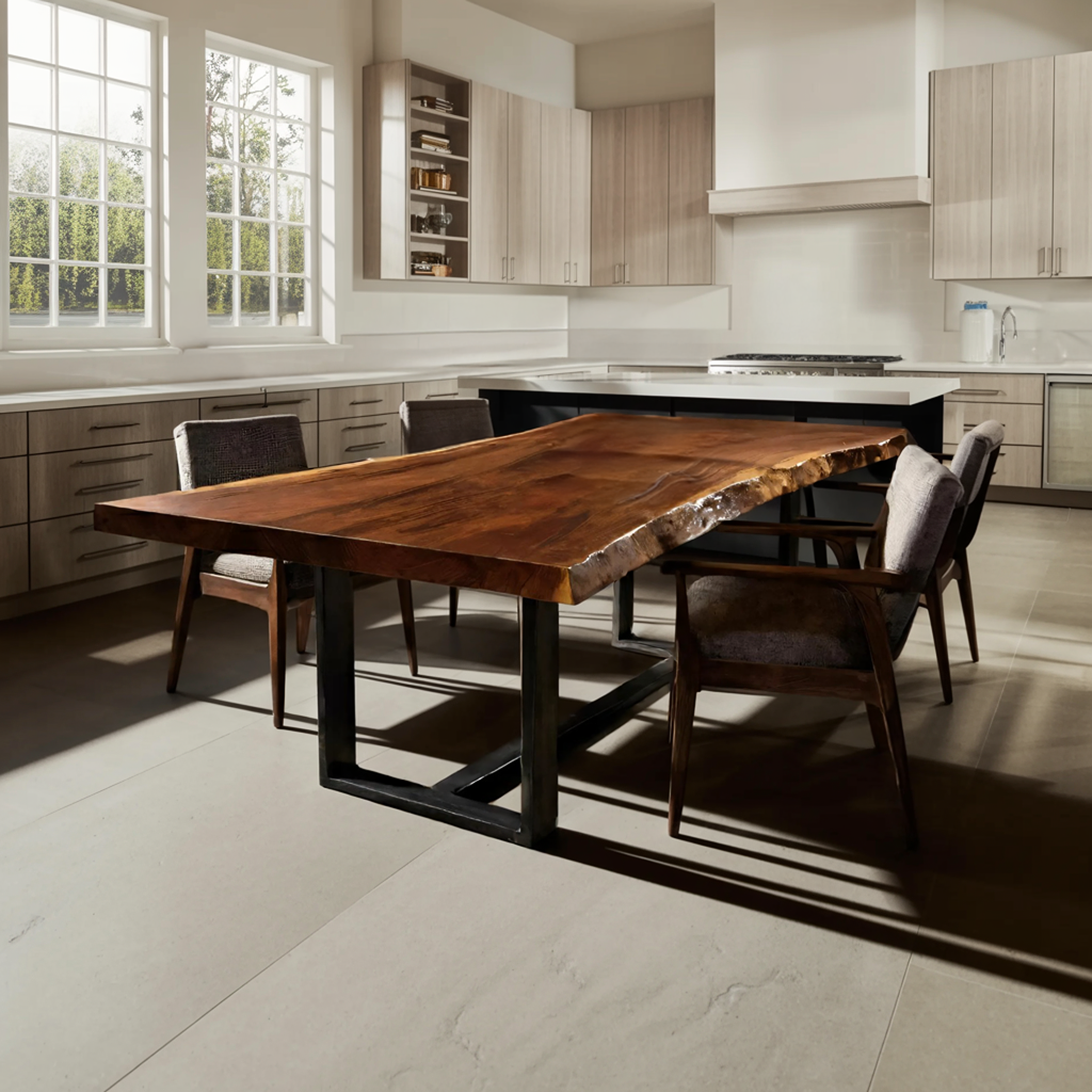 Furniture Decor Modern Live Edge Dining Table Clean Lines