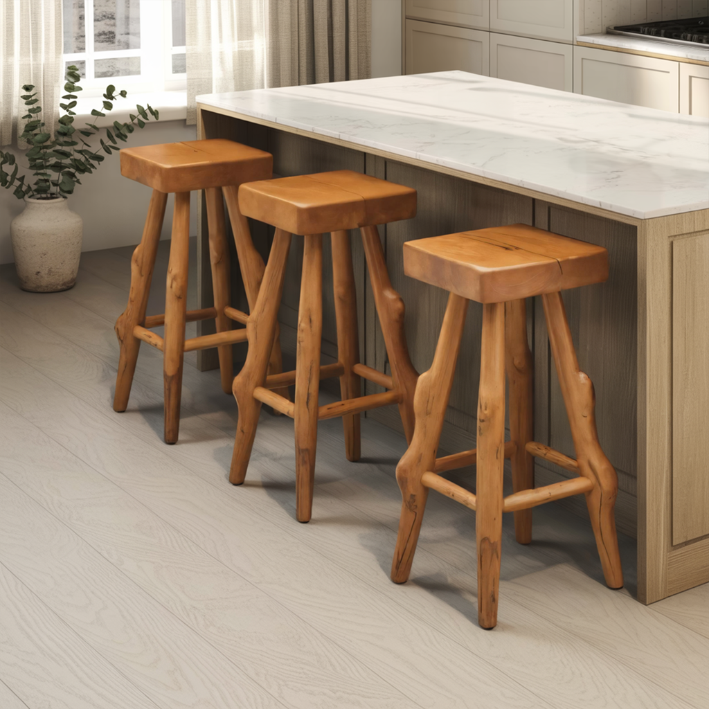 Rustic Handcrafted Bar Stools For Kitchen Or Patio Bar