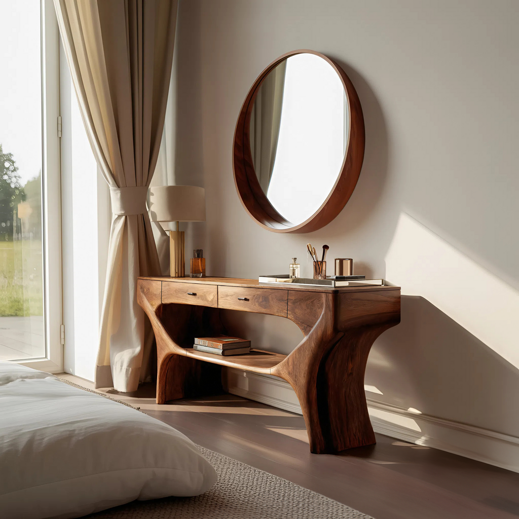 Artistic Handmade Vanity Table With Drawers For Bedroom