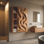 Hand-Carved Bathroom Cabinet Wave Door Design For Bathroom