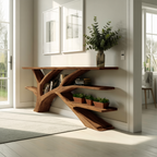 Farmhouse Wooden Live Edge Console Table For Rustic Furniture Decor