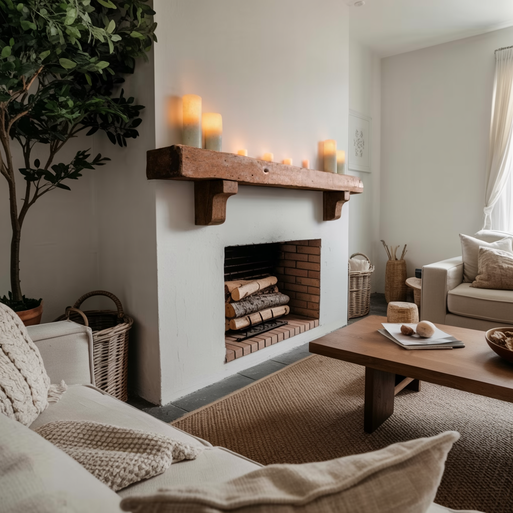 Rustic Fireplace Mantel Shelf For Cozy Cabin Living Room