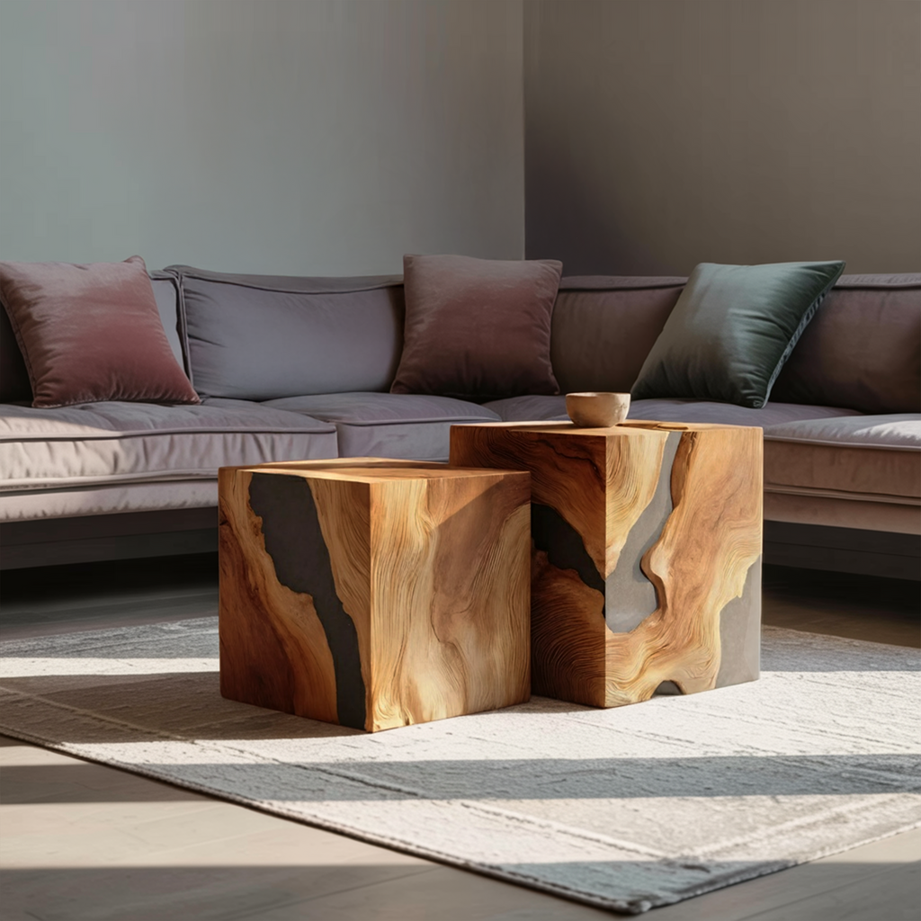 Handcrafted Solid Wood Square Table For Entryway Design