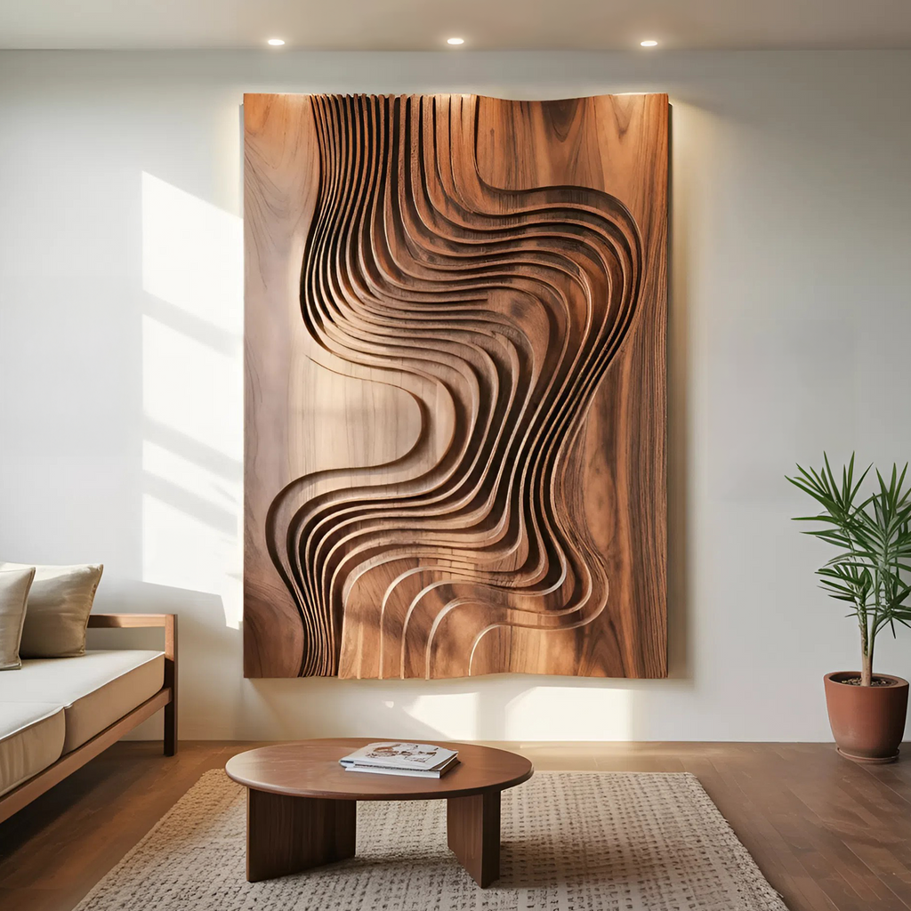 Modern Wall Sculpture With Flowing Layered Curves For Entryway