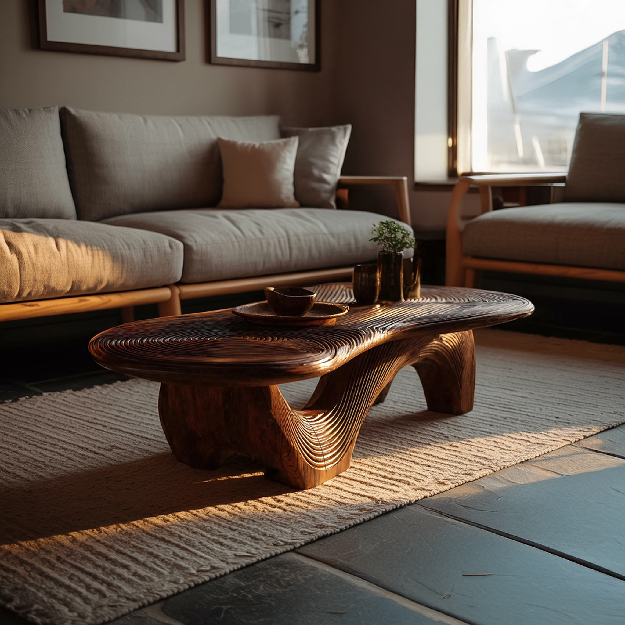Farmhouse Wooden Live Edge Coffee Table For Furniture Decor
