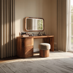 Modern Sculptural Vanity Table With Drawer Storage For Bedroom