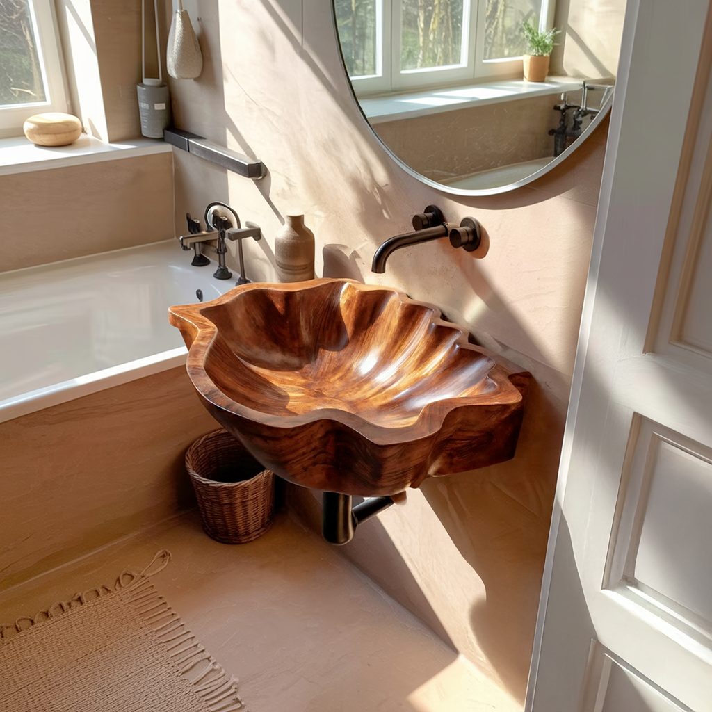 Modern Wooden Live Edge Wood Basin For High End Furniture Decor
