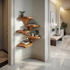 Farmhouse Solid Wood Mushroom Shelf For Entryway Wall Design