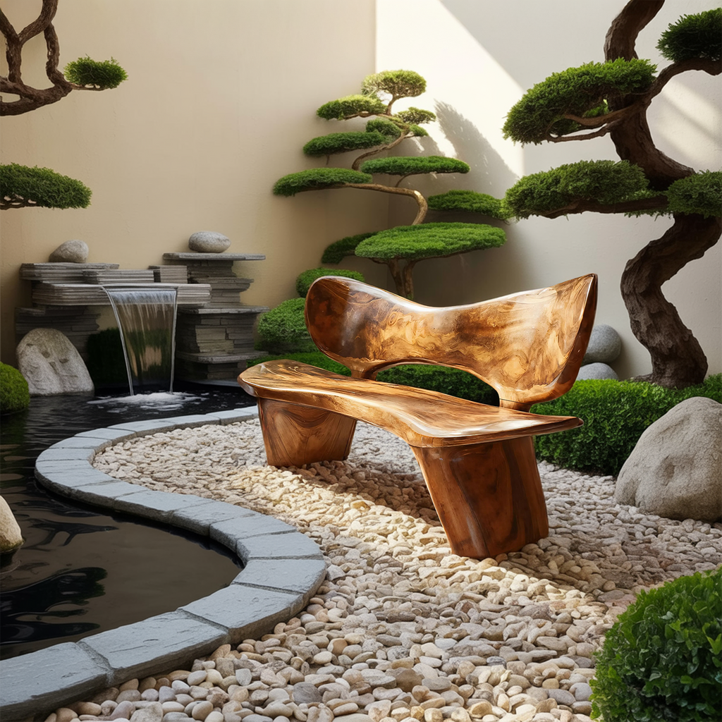 Handcrafted Outdoor Wooden Bench For Serene Garden Corners