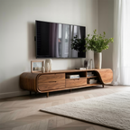 Modern TV Console With Rounded Corners For Living Room