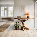 Farmhouse Solid Wood Console Table Organic Sculptural For Bedroom Decor