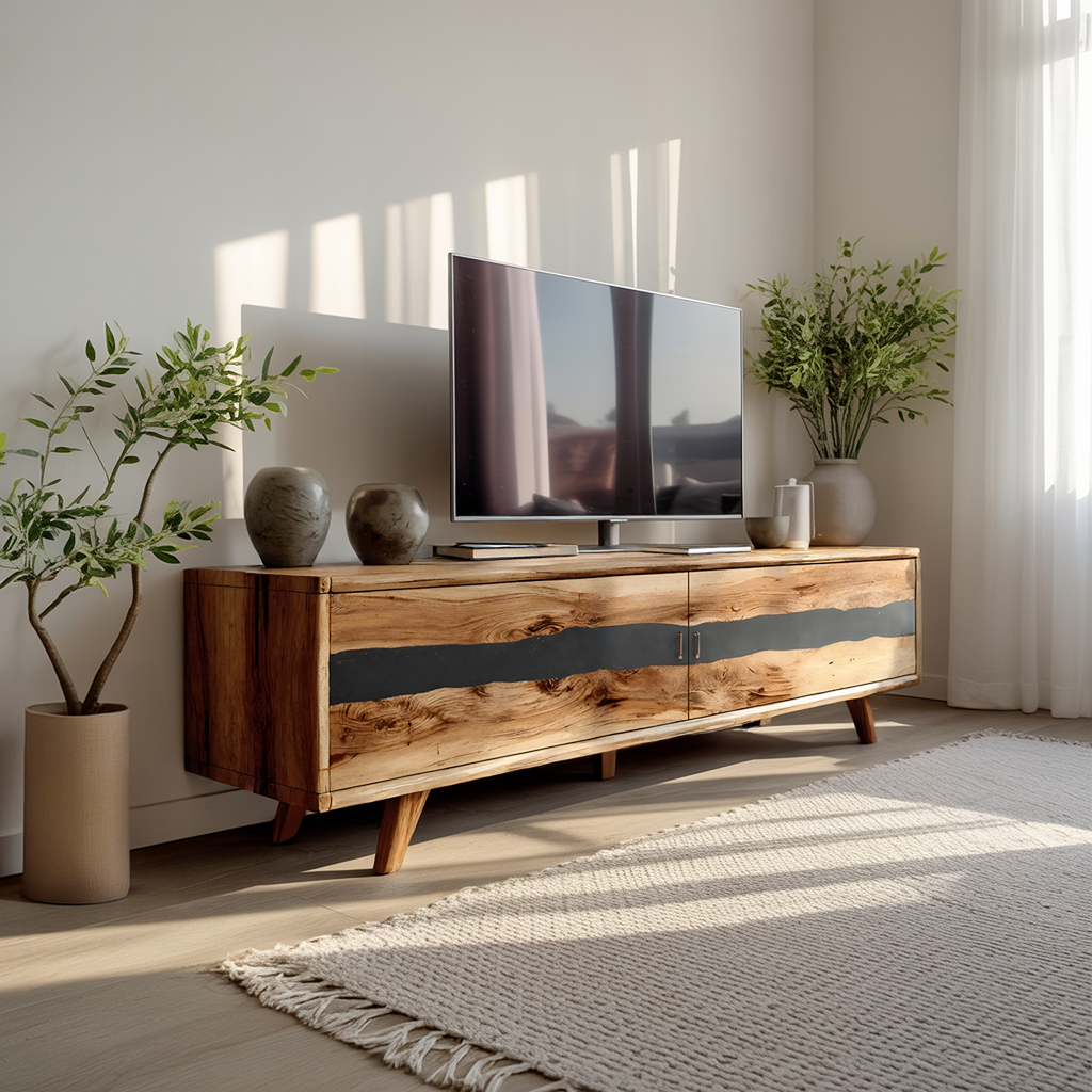 Modern Live Edge TV Stand For Bedroom Furniture
