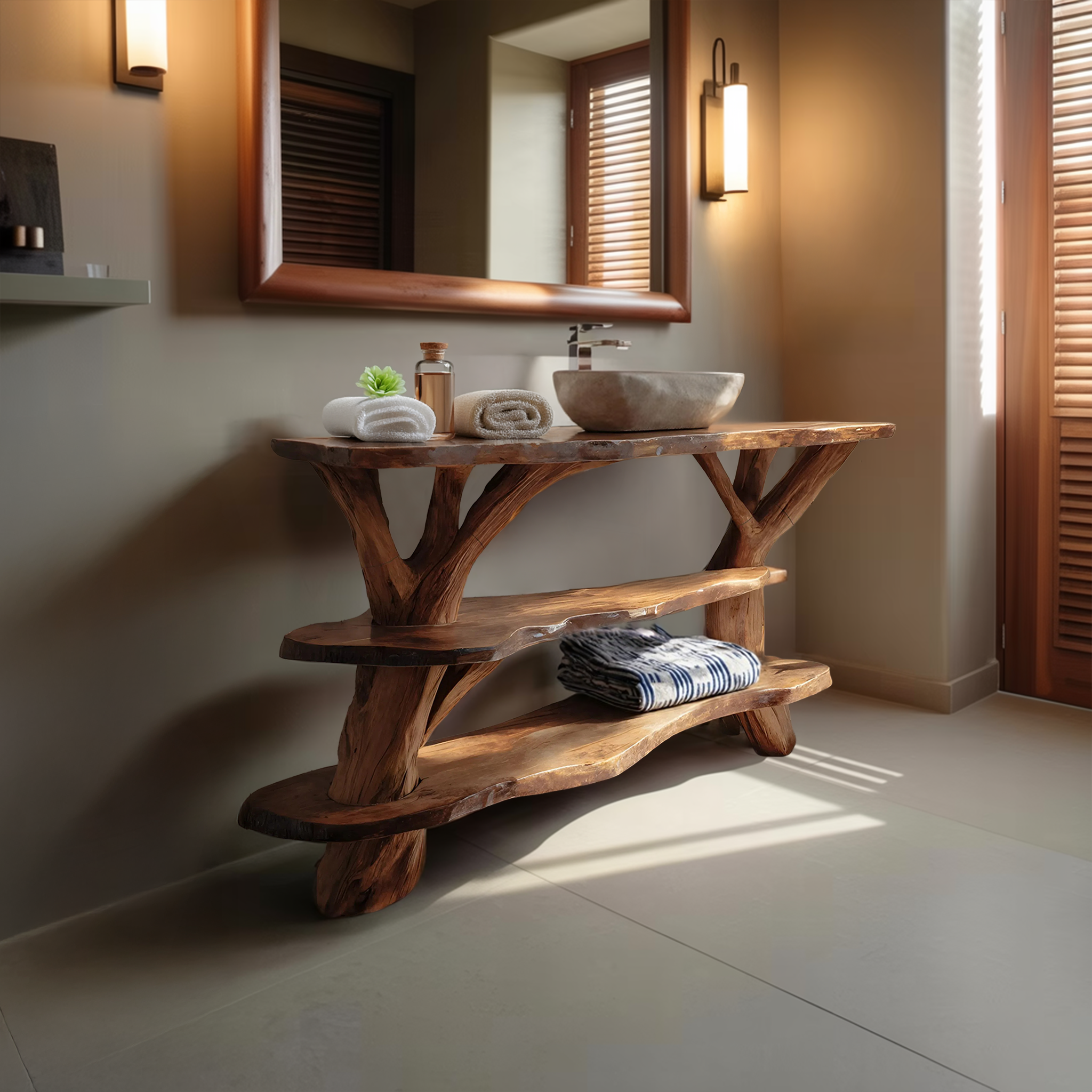 Modern Handcrafted Live Edge Bathroom Vanity For Elegant Bathroom Decor
