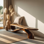 Handcrafted Organic Form Bench For Entryway
