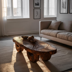 Mid Century Irregular Wooden Coffee Table For Living Room Decor