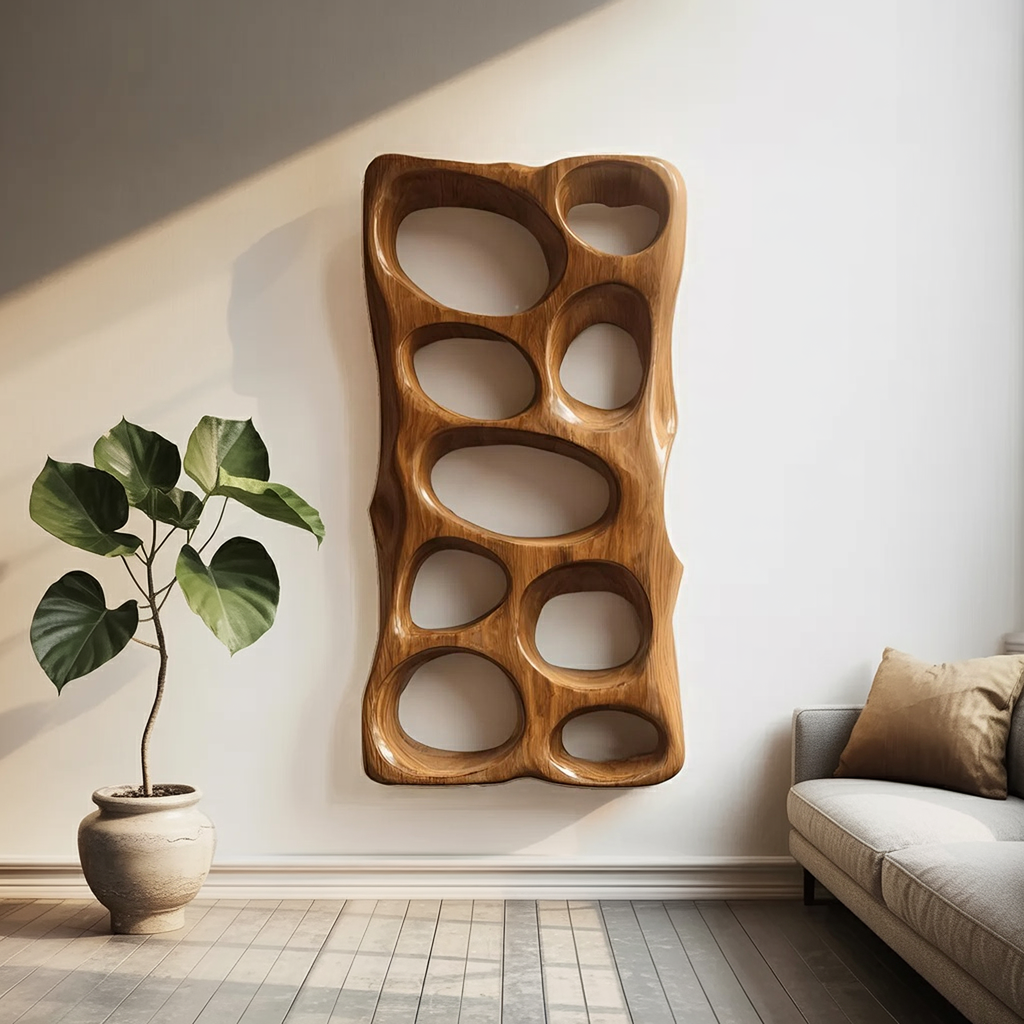 Modern Sculptural Vertical Wall Art For Living Room Decor